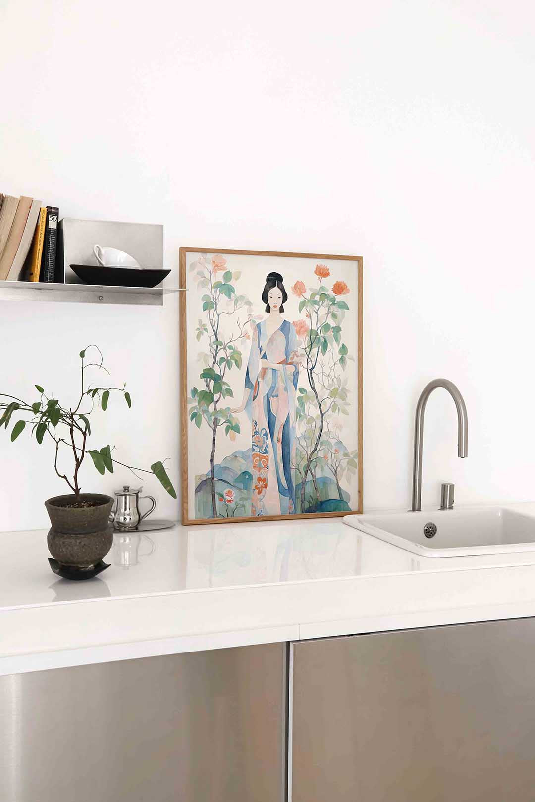 Vrouw in kimono Poster