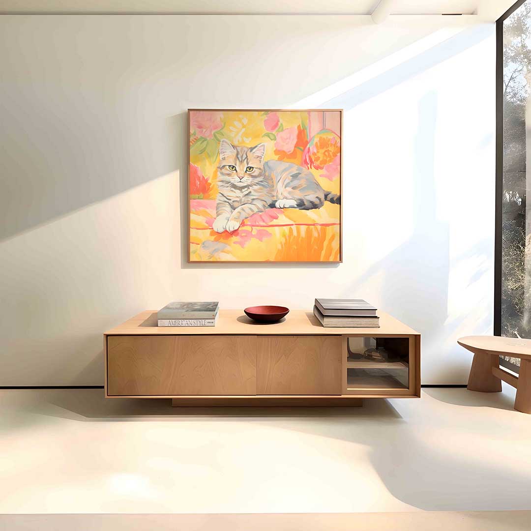 Kat met bloemen Poster