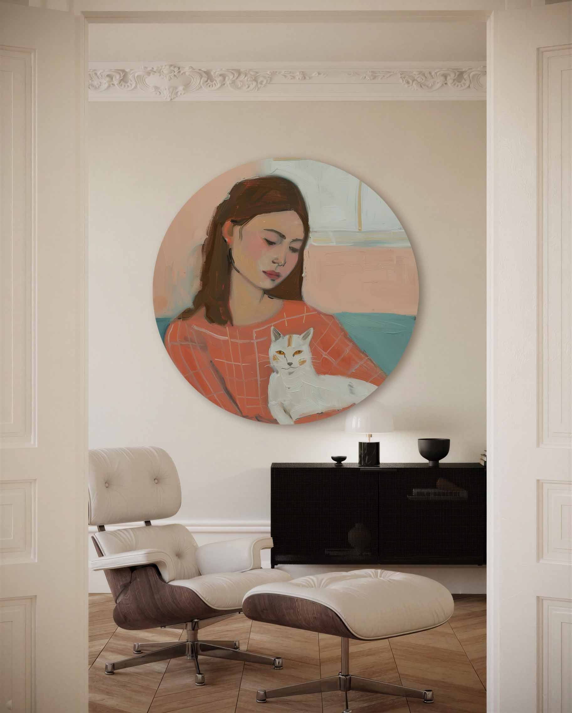 Vrouw met kat Muurcirkel