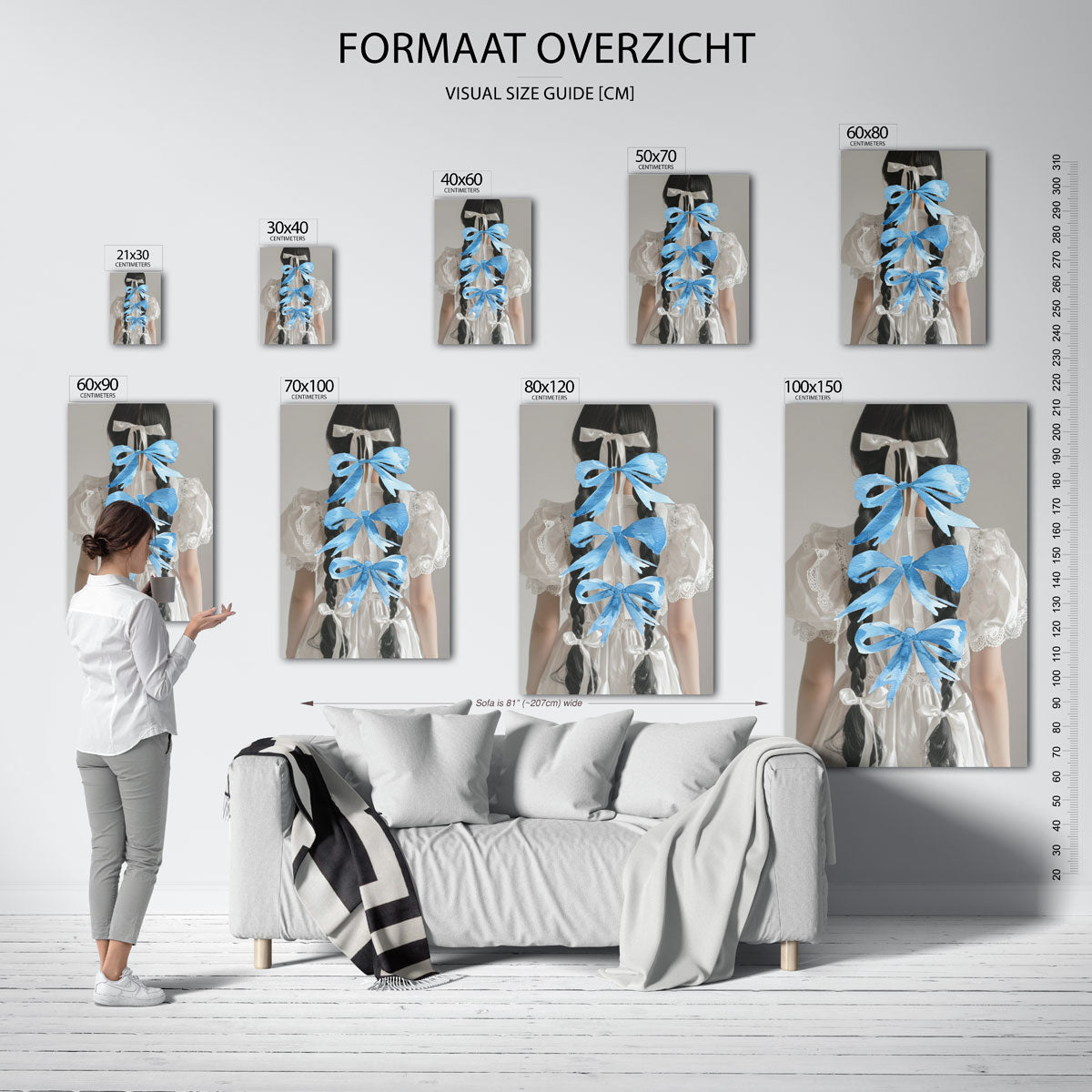 Blauwe strikken op vlechten Poster