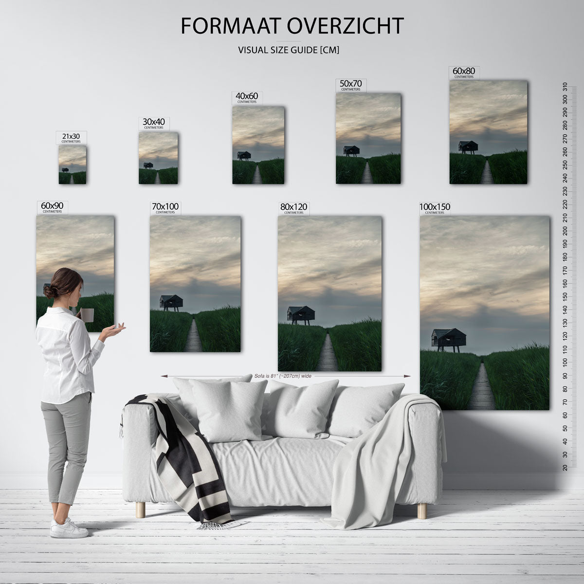 Houten huisje in gras Poster