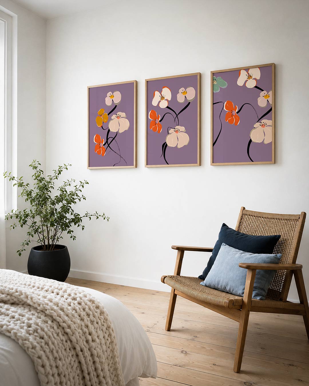 Bloemvormen en lijnen Posterset