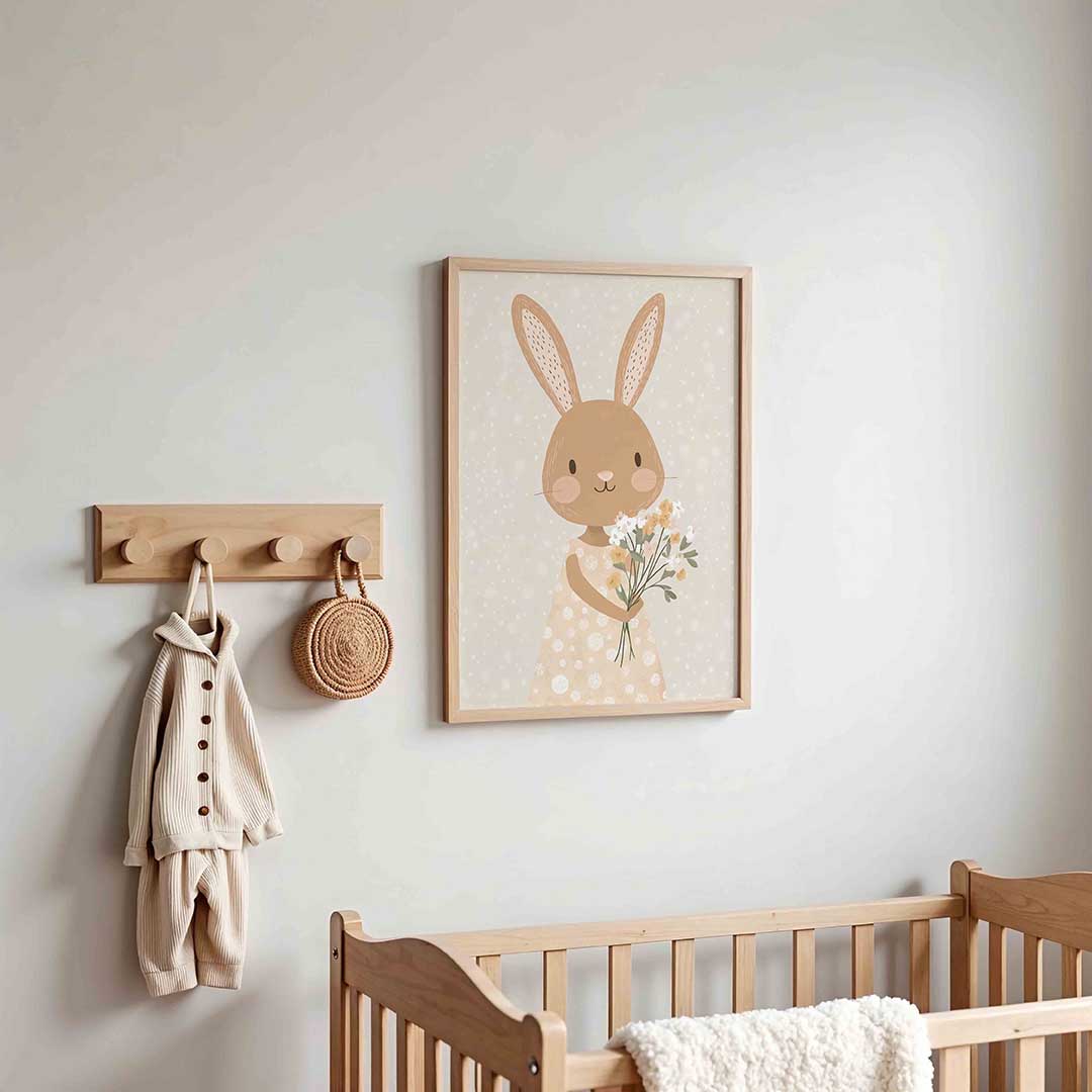 Konijn met bloemen Poster