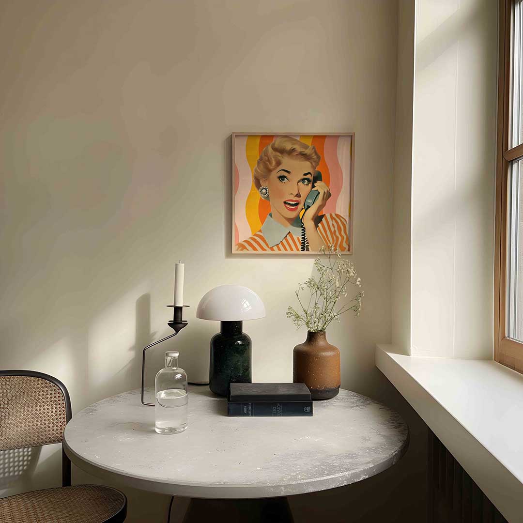 Vrouw met telefoon Poster