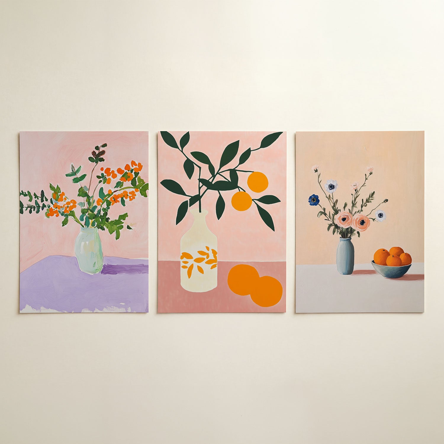 Bloemrijke kleurvlakken Posterset