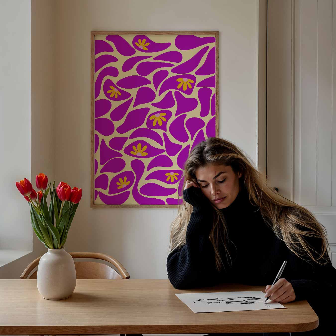 Bloemendroom Abstracte Kunst Poster-WallArtistic