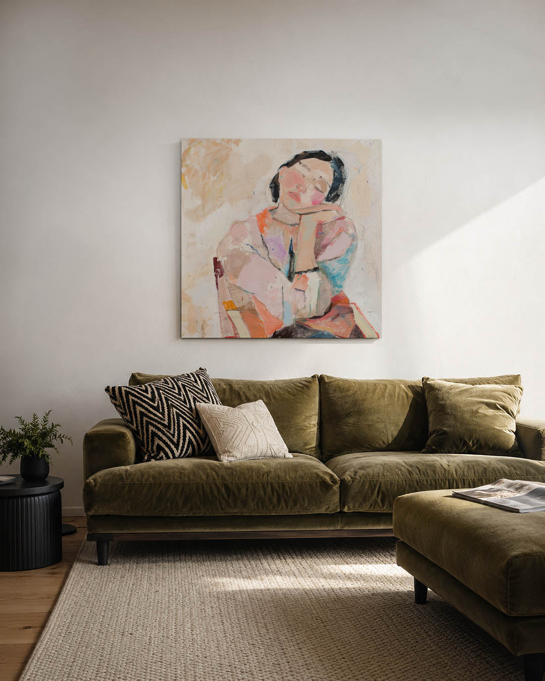 Dromerige portretstudie Kunstwerk