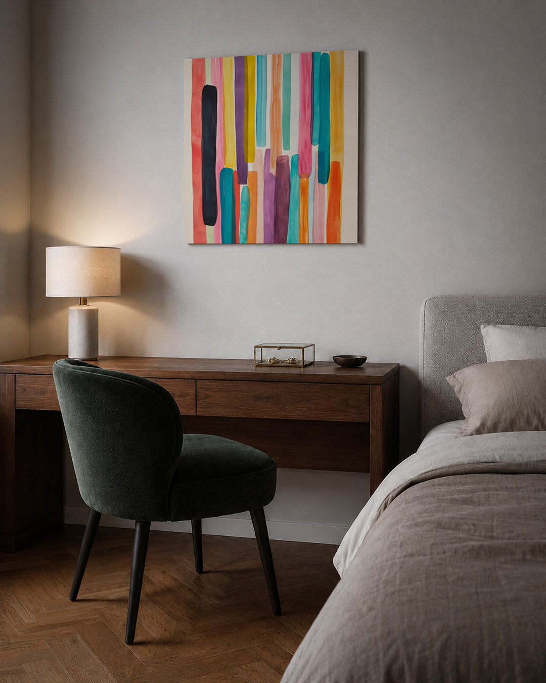 Kleurrijke verticale strepen Kunstwerk