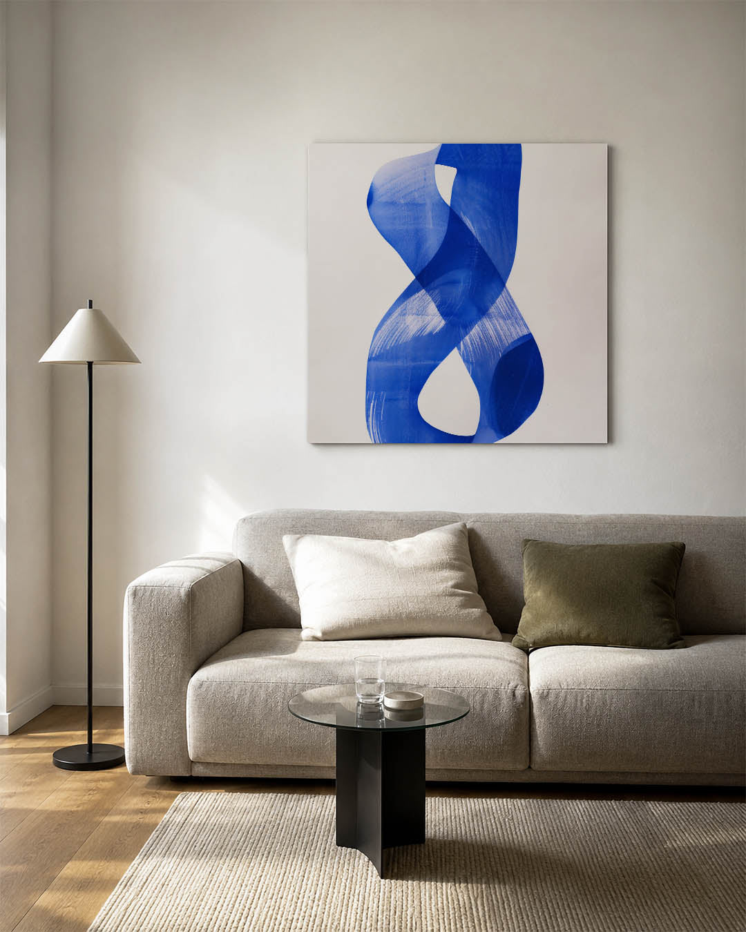 Dynamische blauwe vormen Kunstwerk