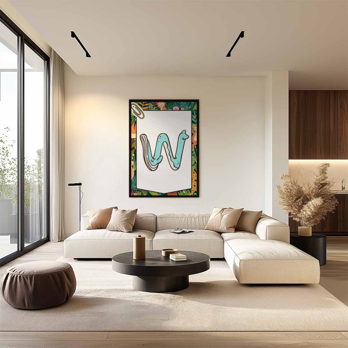 Jungle Alfabet W Kunstwerk-canvas-dibond-plexiglas-wanddecoratie-WallArtistic