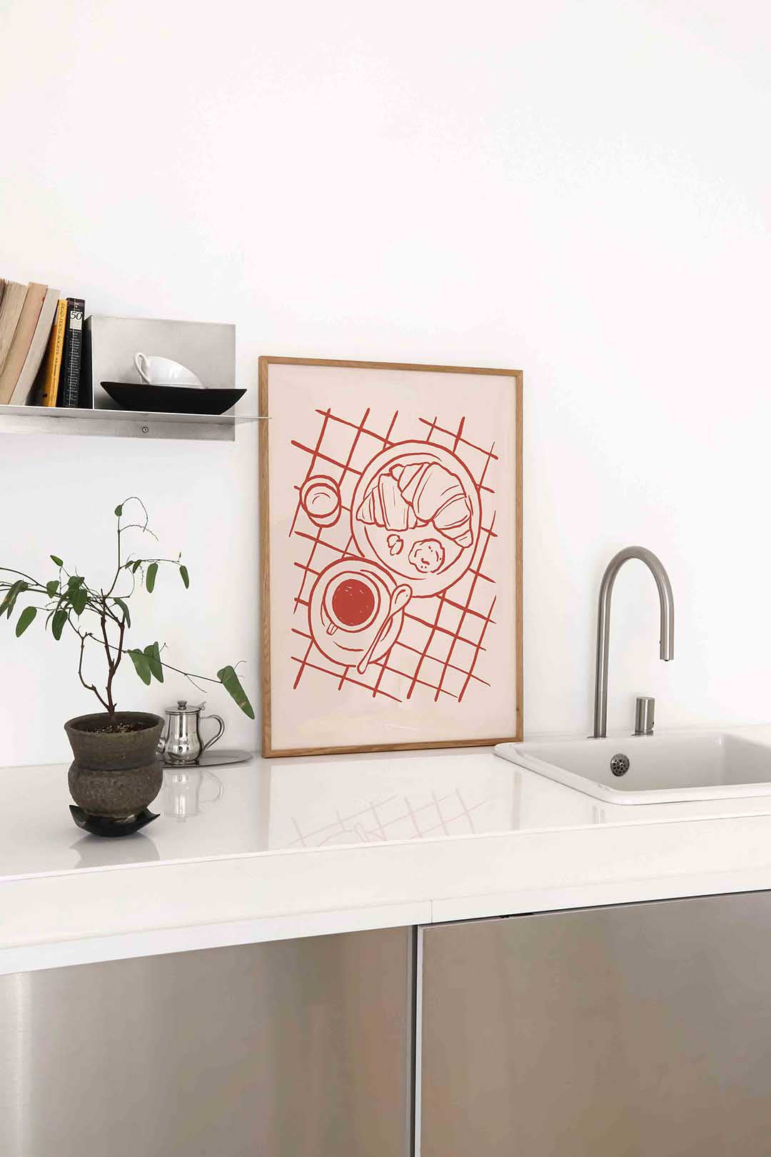Ontbijt met croissant Poster