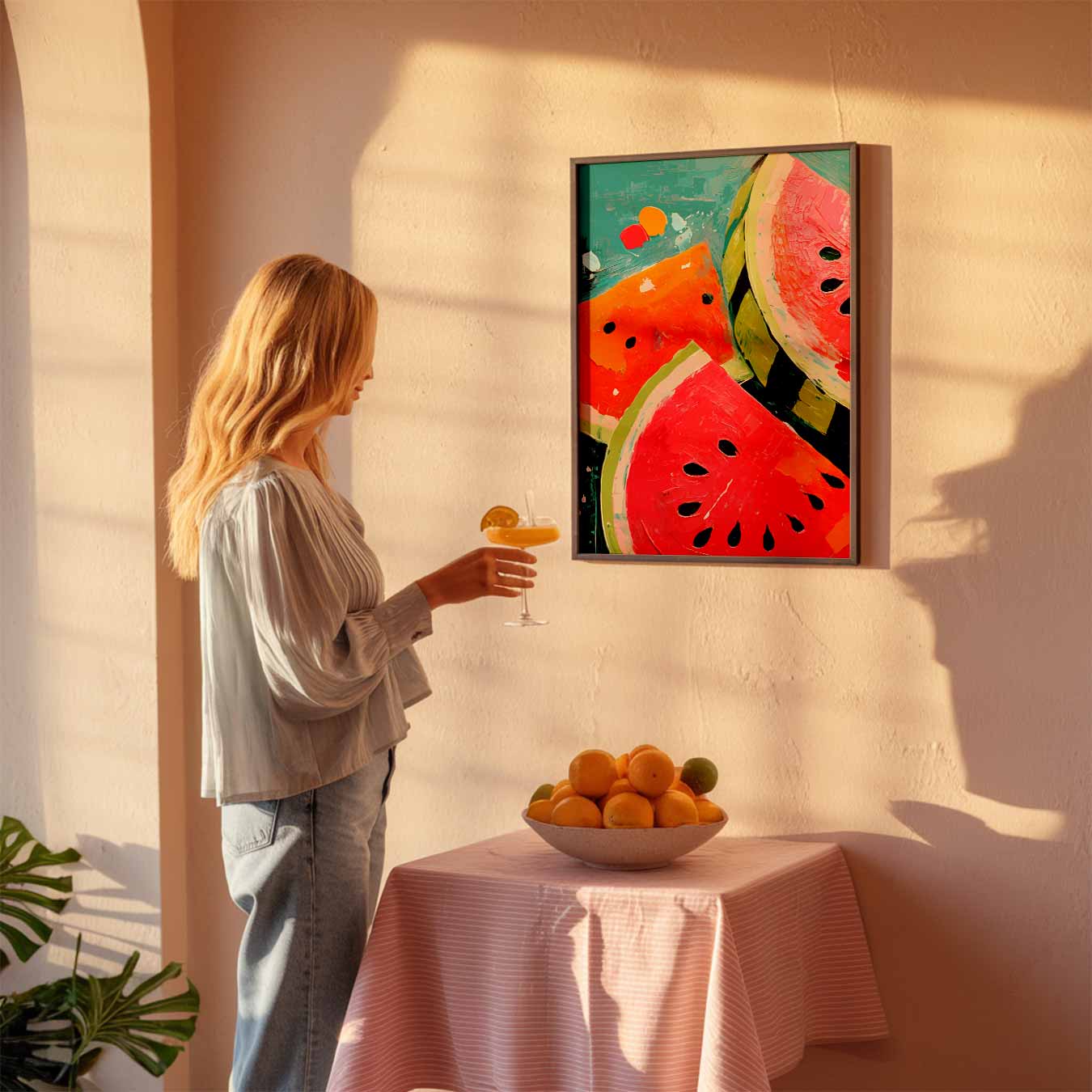 Vrolijke Watermeloen Kunstposter-WallArtistic