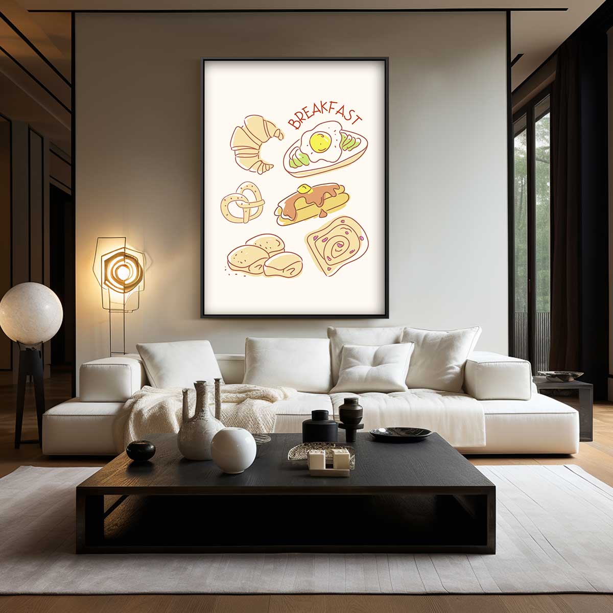 Ontbijt Illustratie Kunstwerk-canvas-dibond-plexiglas-wanddecoratie-WallArtistic