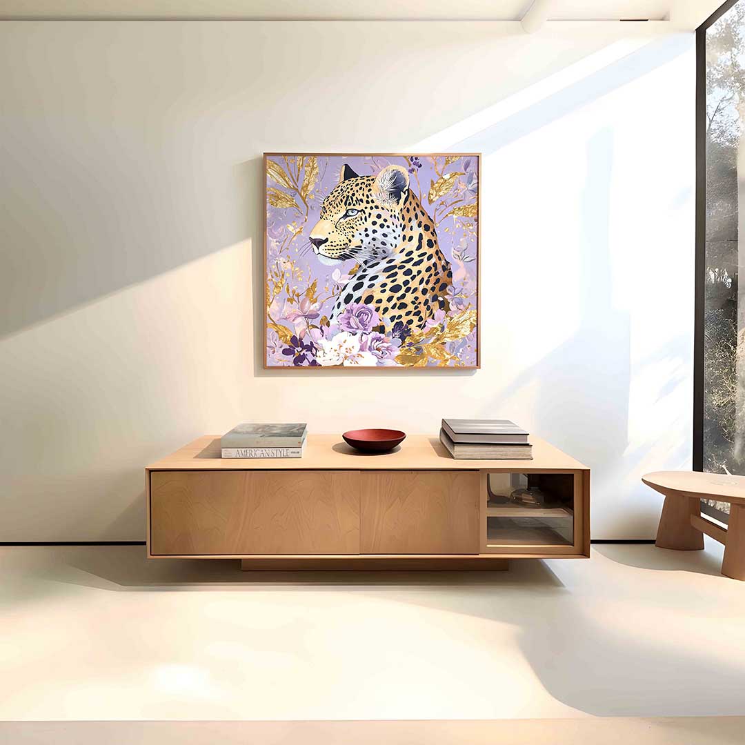 Luipaard met bloemen Poster