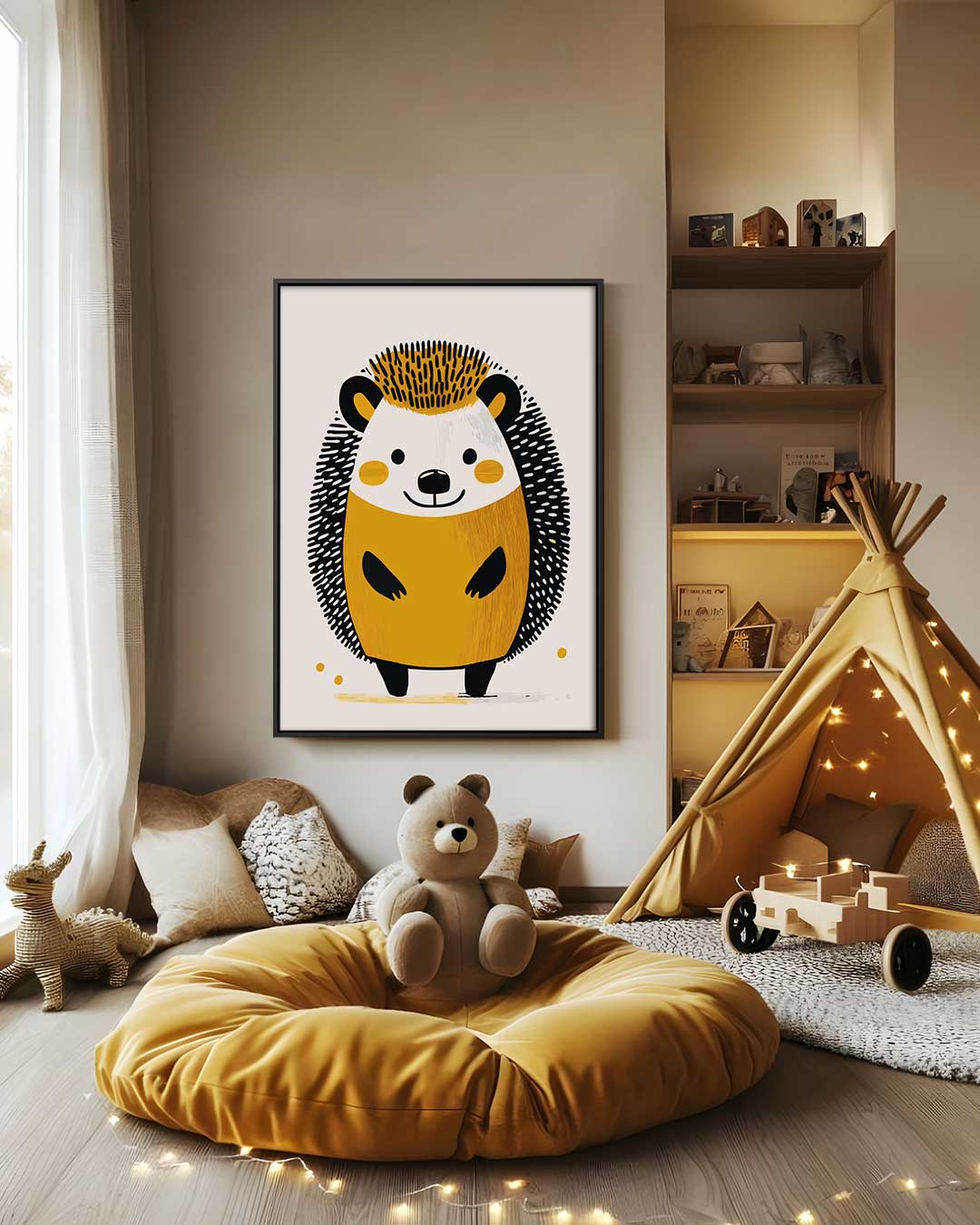 Schattige Egel Illustratie Kunstwerk-canvas-dibond-plexiglas-wanddecoratie-WallArtistic