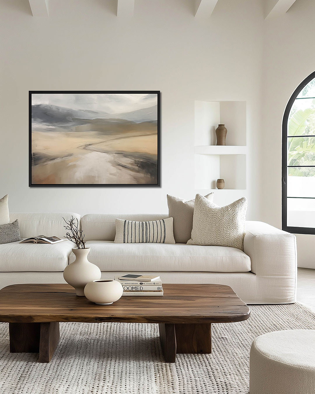 Landschap in neutrale tinten Kunstwerk