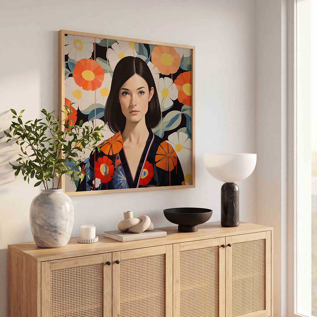 Vrouw met bloemen Poster