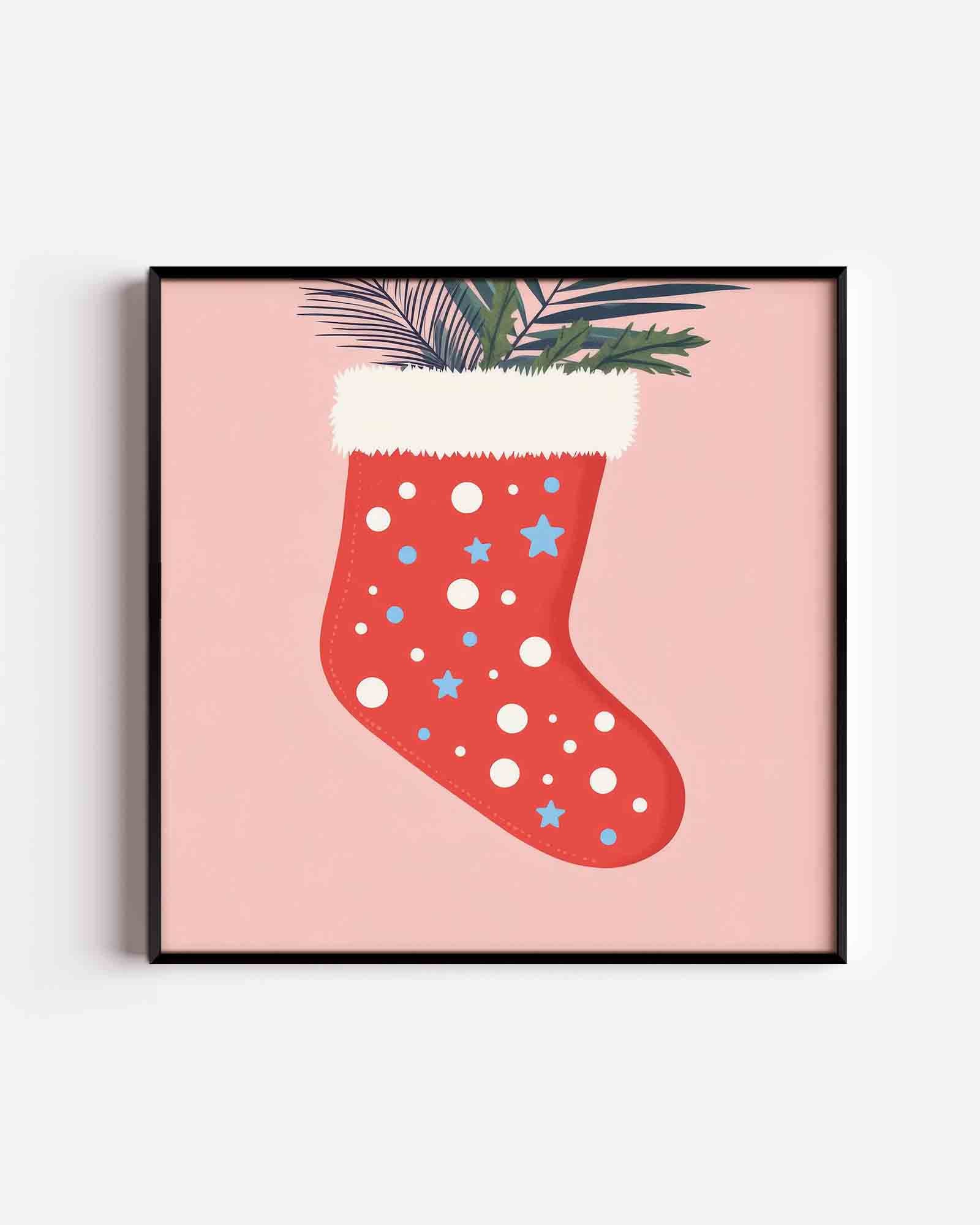 Kerstsok met sterren en stippen Poster