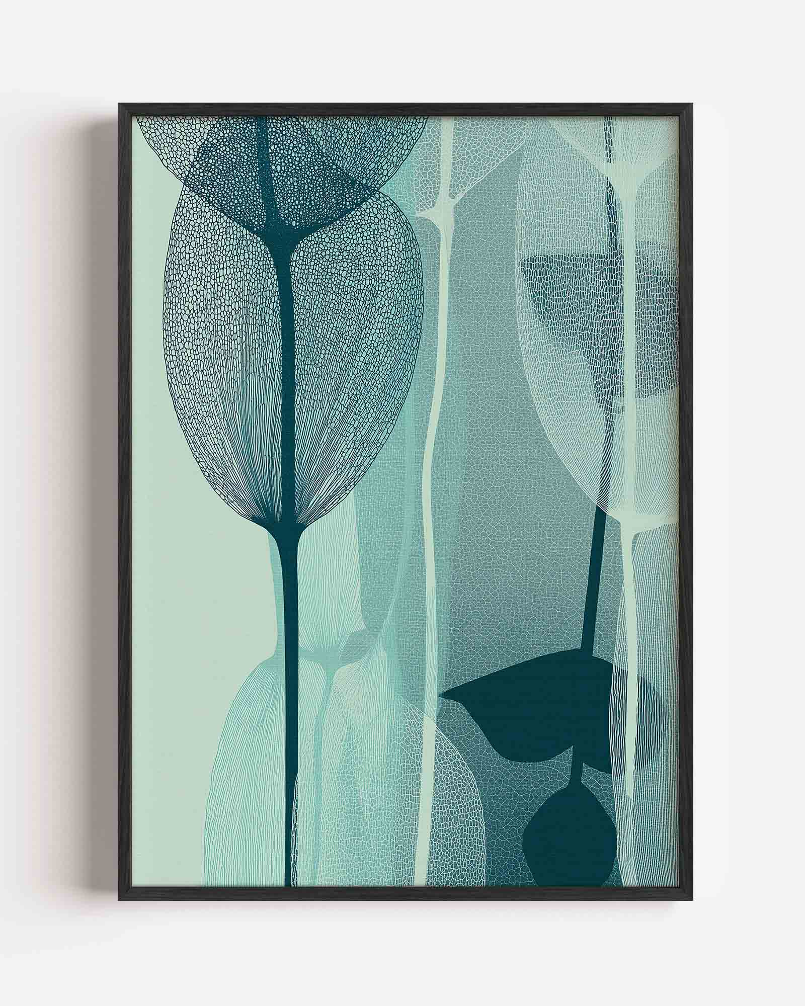 Bladvormen in blauw Poster