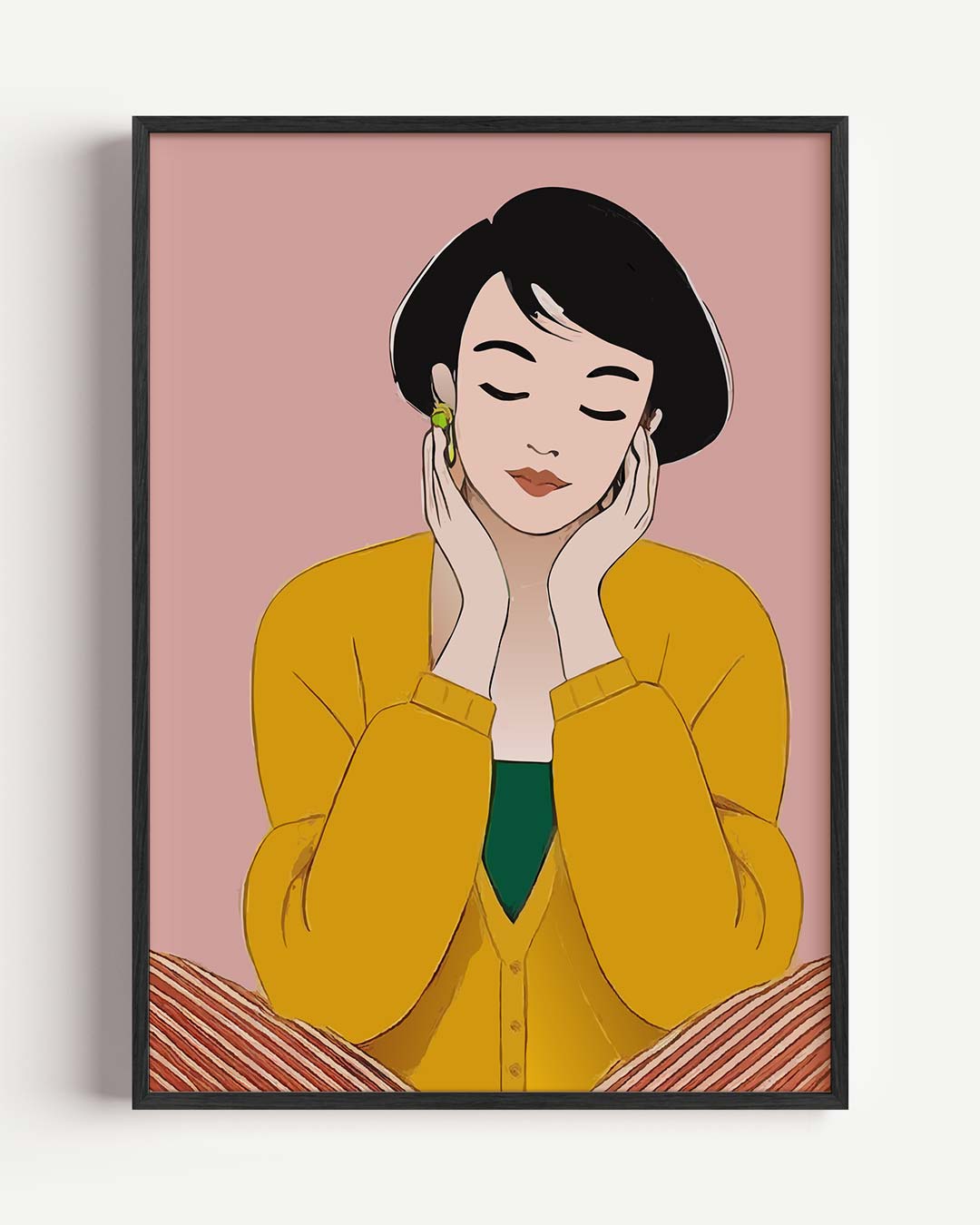 Dromerige Dame in Okergeel Poster-WallArtistic