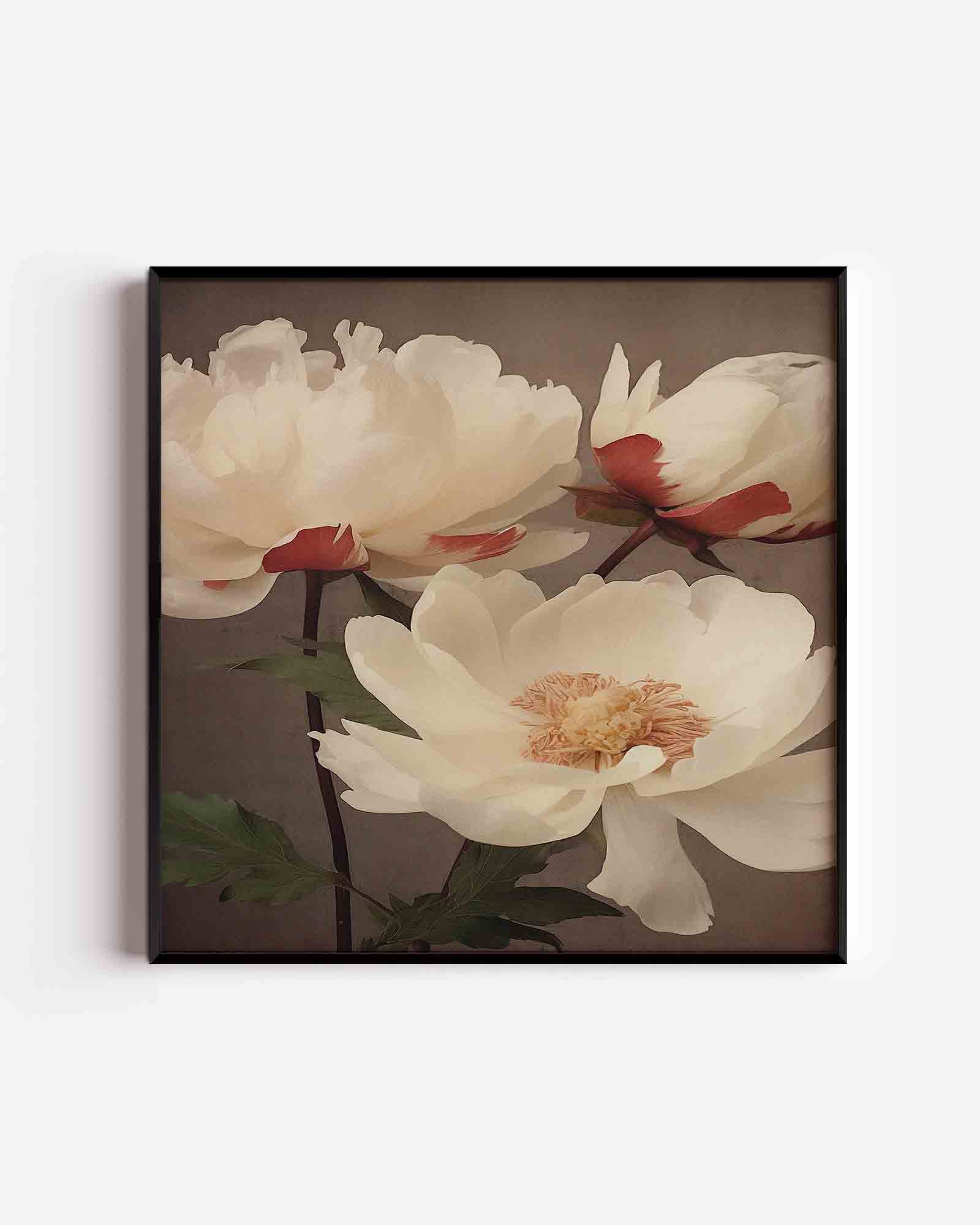Witte bloemen Poster