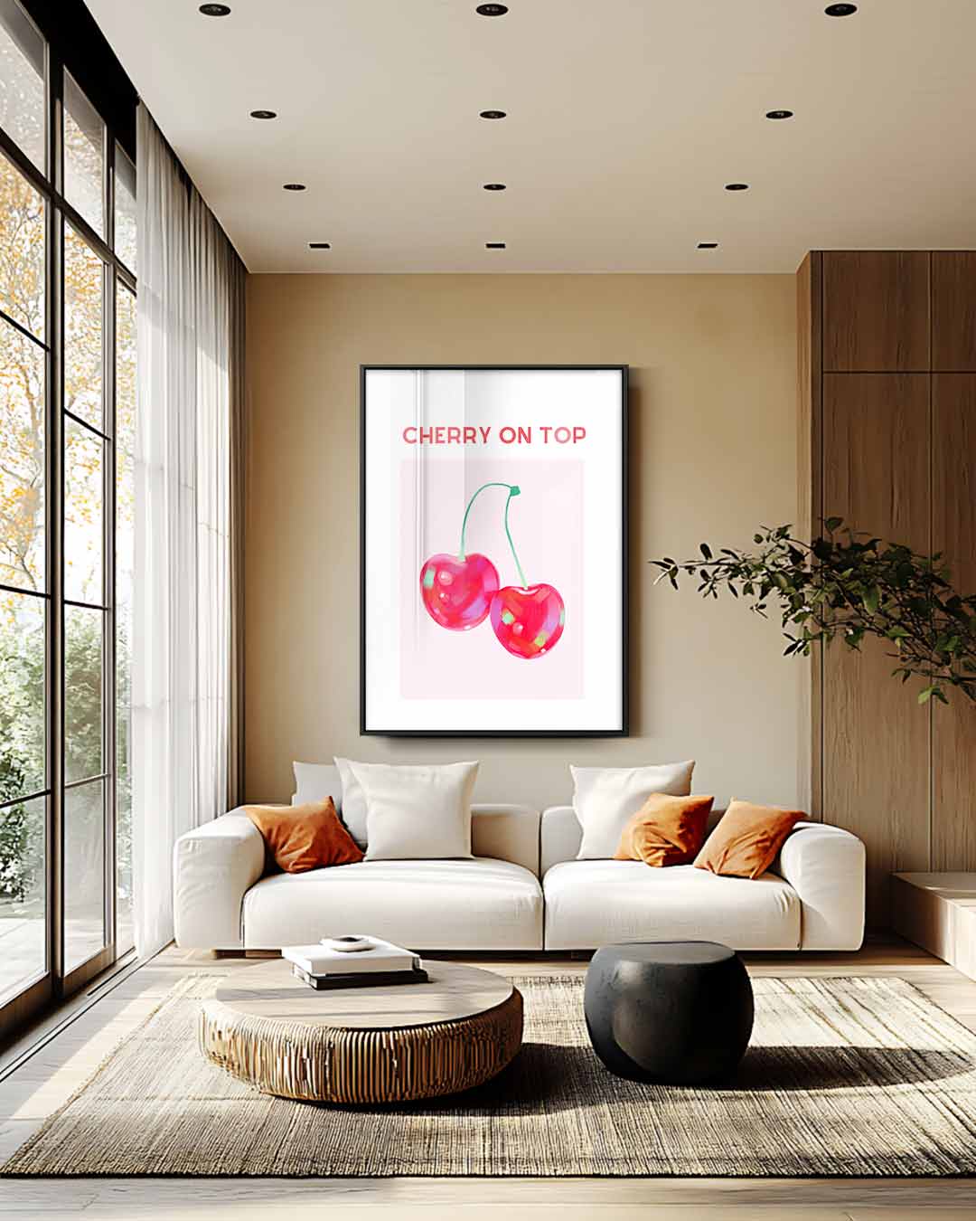 Vrolijke Kersentopper Kunstwerk-canvas-dibond-plexiglas-wanddecoratie-WallArtistic