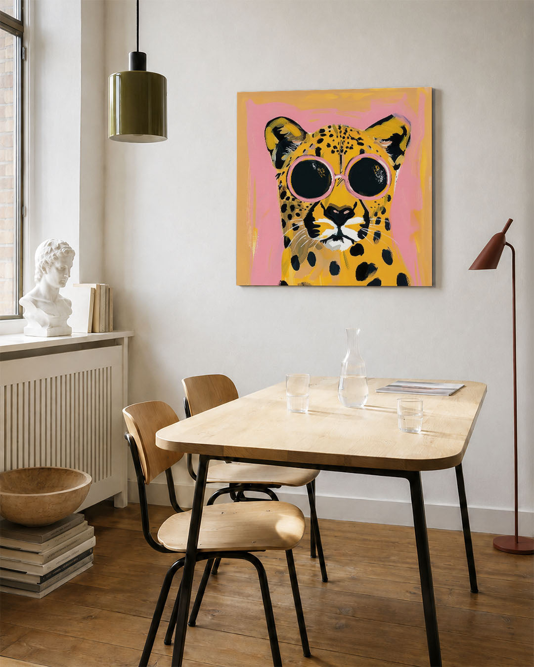 Speelse luipaard portret Kunstwerk