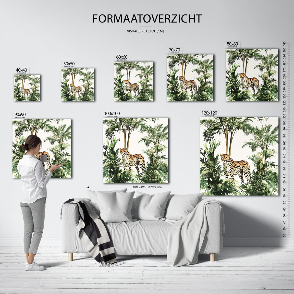 Luipaard tussen palmbomen Poster