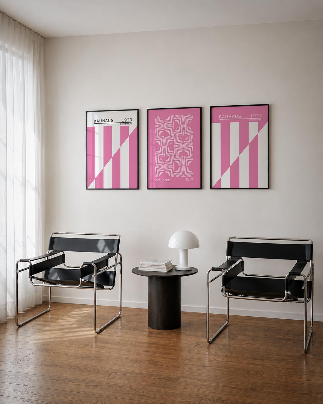 Roze lijnenspel Posterset