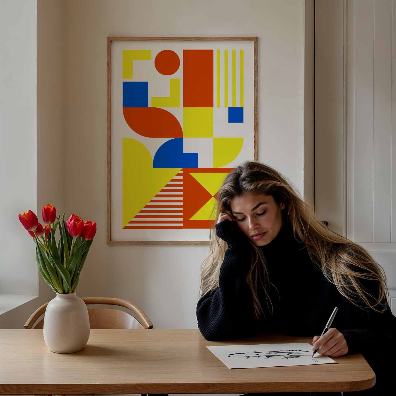 Vrolijke Geometrische Kunstposter-WallArtistic