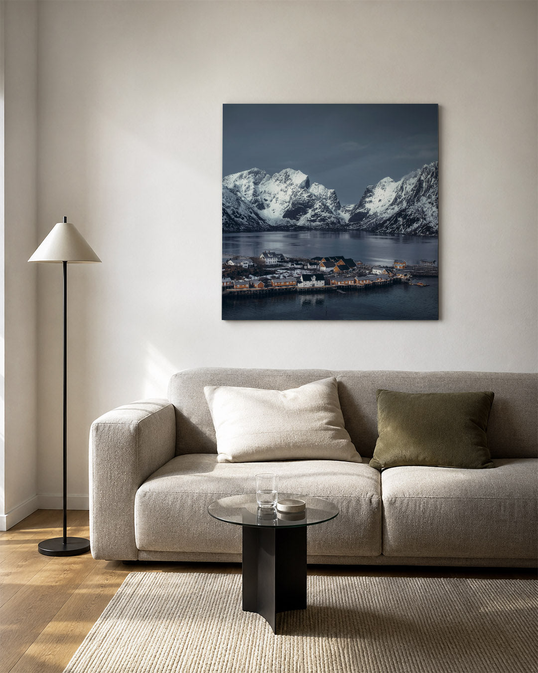 Berglandschap met huizen Kunstwerk