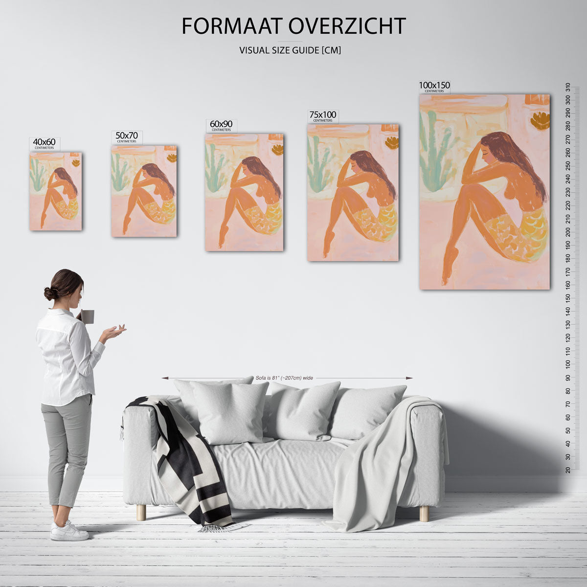 Dromerige vrouwenzitting Kunstwerk