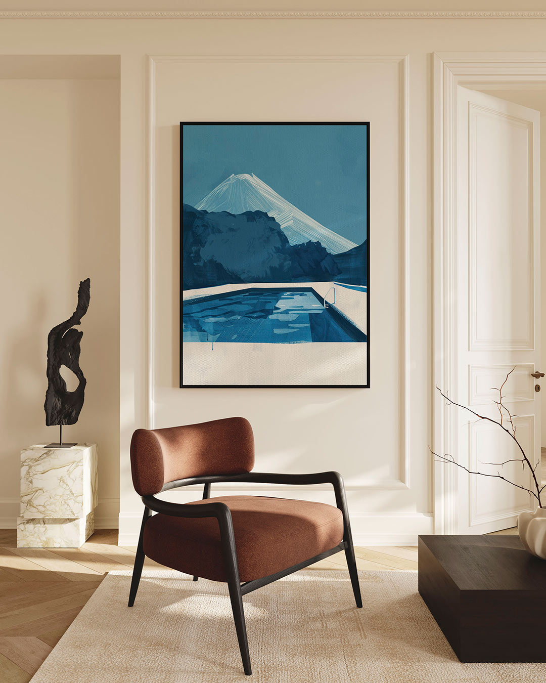 Berg en zwembad Kunstwerk