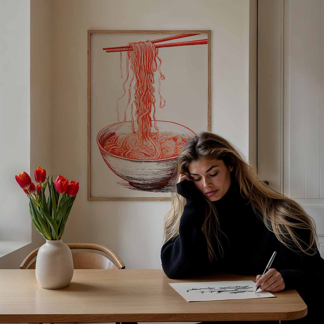 Stijlvolle Rode Ramen Poster-WallArtistic
