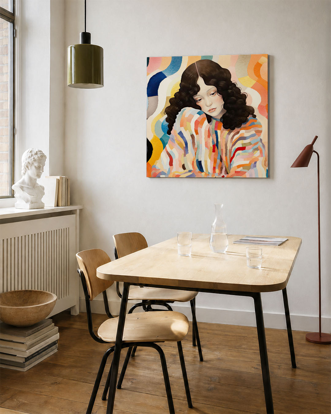 Golvende kleurenportret Kunstwerk
