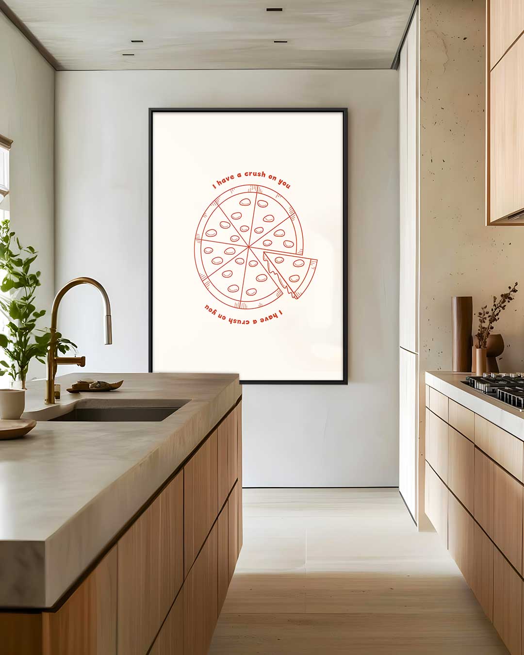 Pizza Love Illustratie Kunstwerk-canvas-dibond-plexiglas-wanddecoratie-WallArtistic