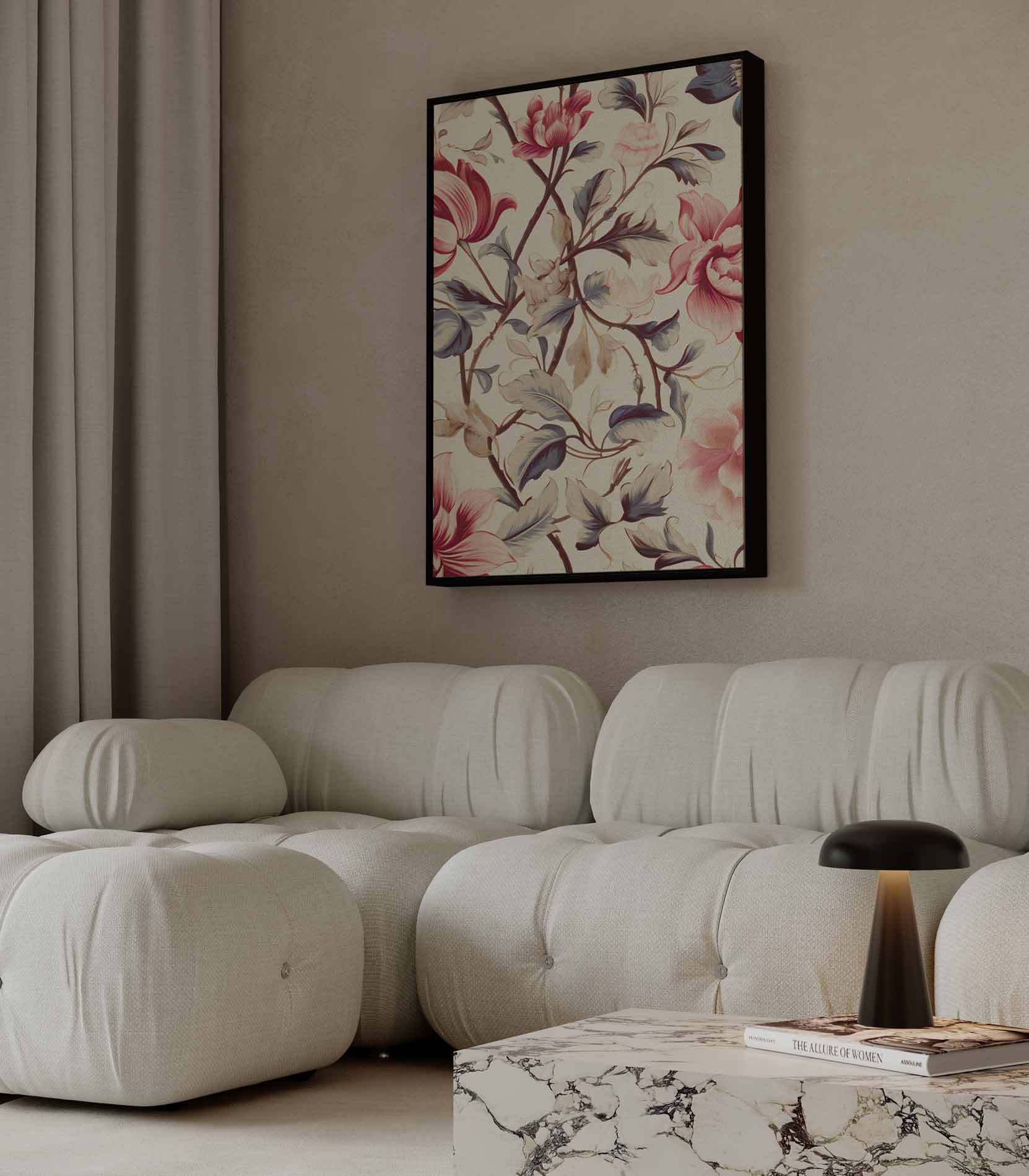 Romantisch Bloemenpatroon Kunstwerk-canvas-dibond-plexiglas-wanddecoratie-WallArtistic