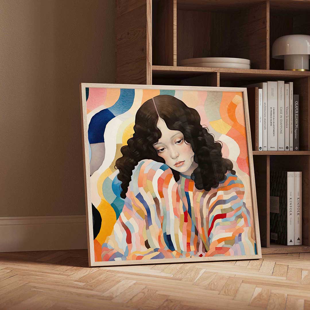 Vrouw met golvende lijnen Poster