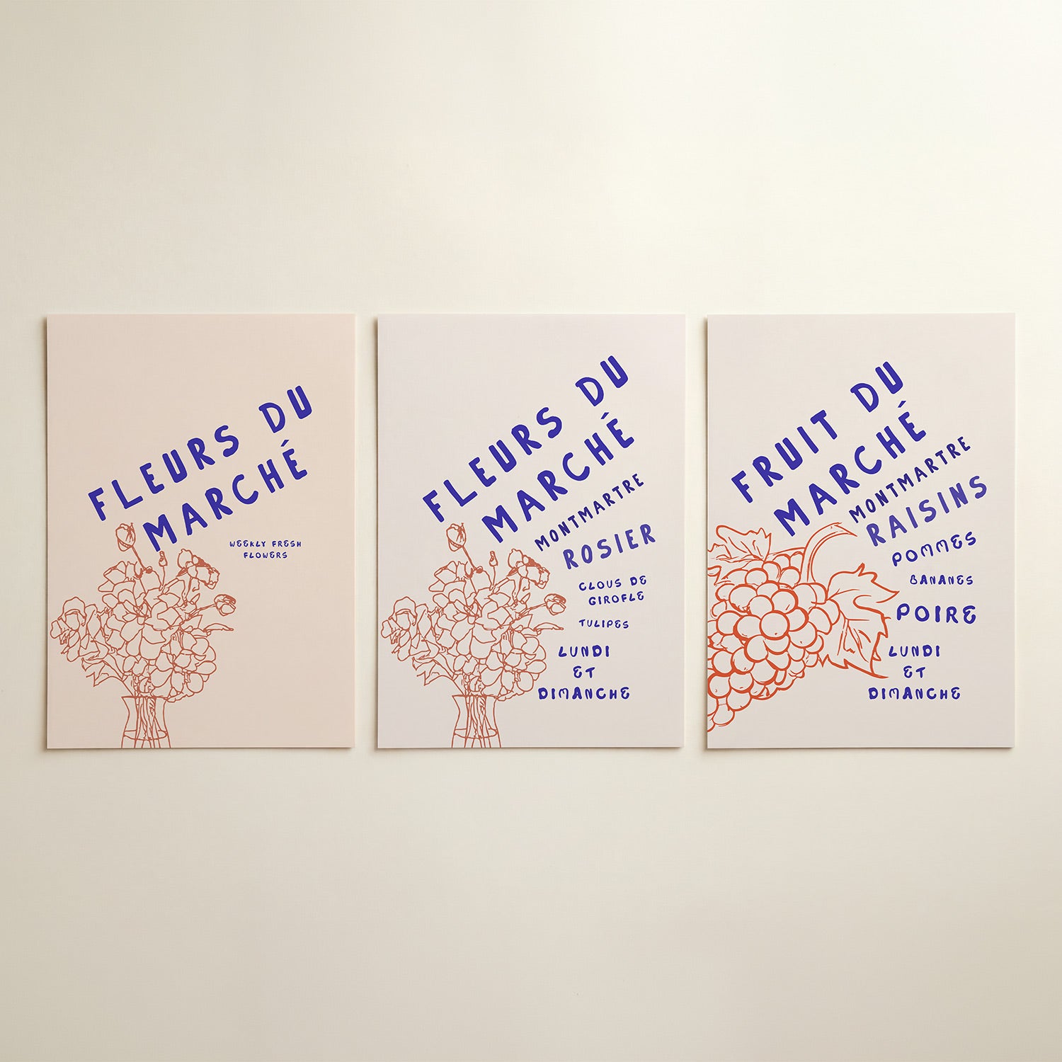 Bloemen en letters Posterset