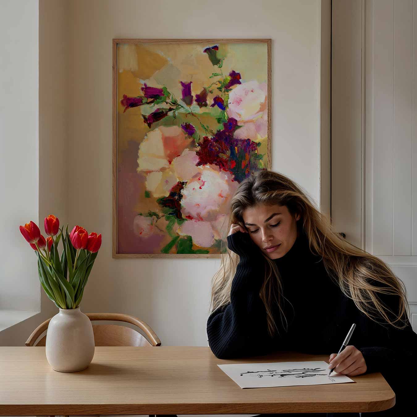 Vrolijke Bloemenweelde Poster-WallArtistic
