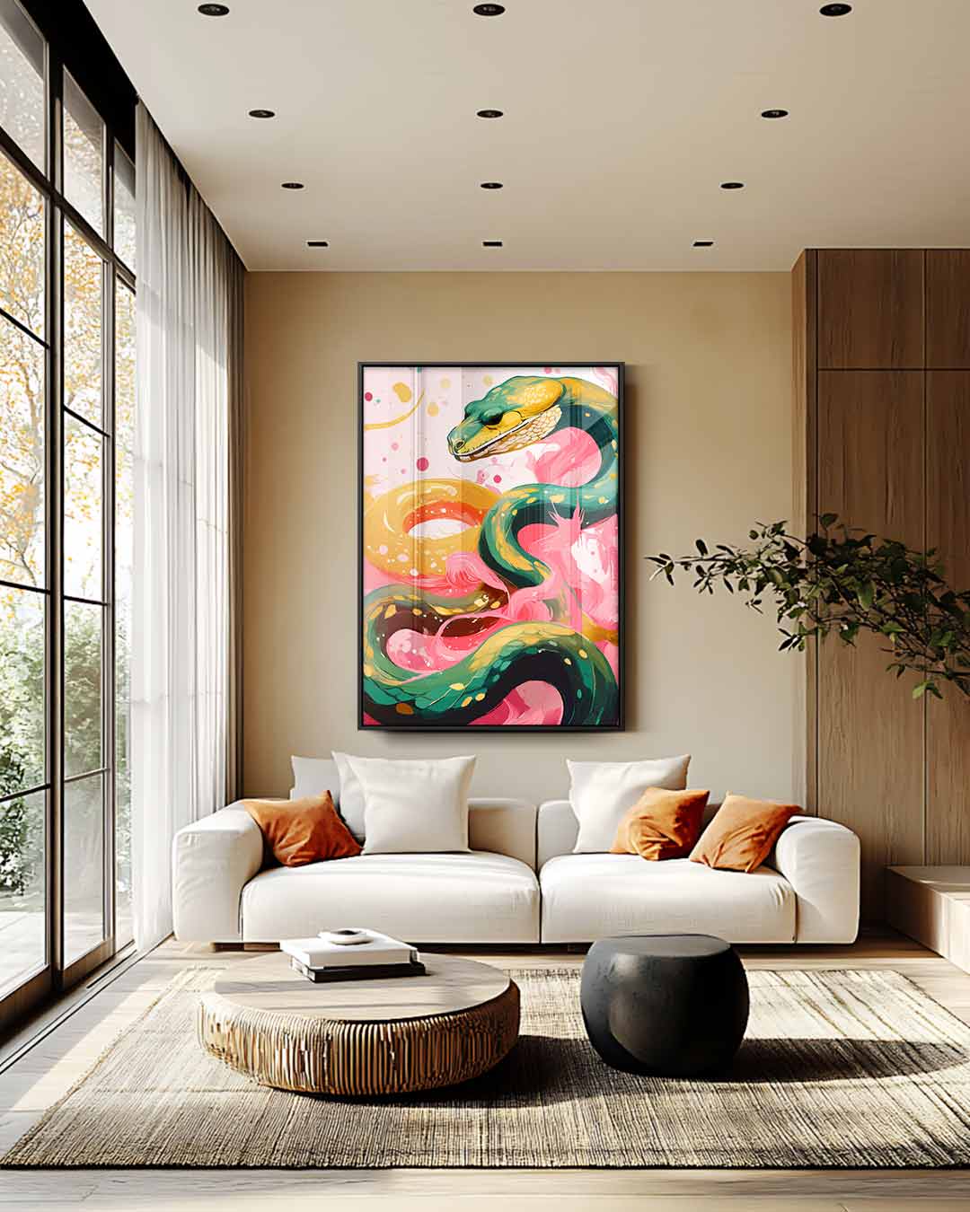 Kleurrijke Slangenpracht Kunstwerk-canvas-dibond-plexiglas-wanddecoratie-WallArtistic