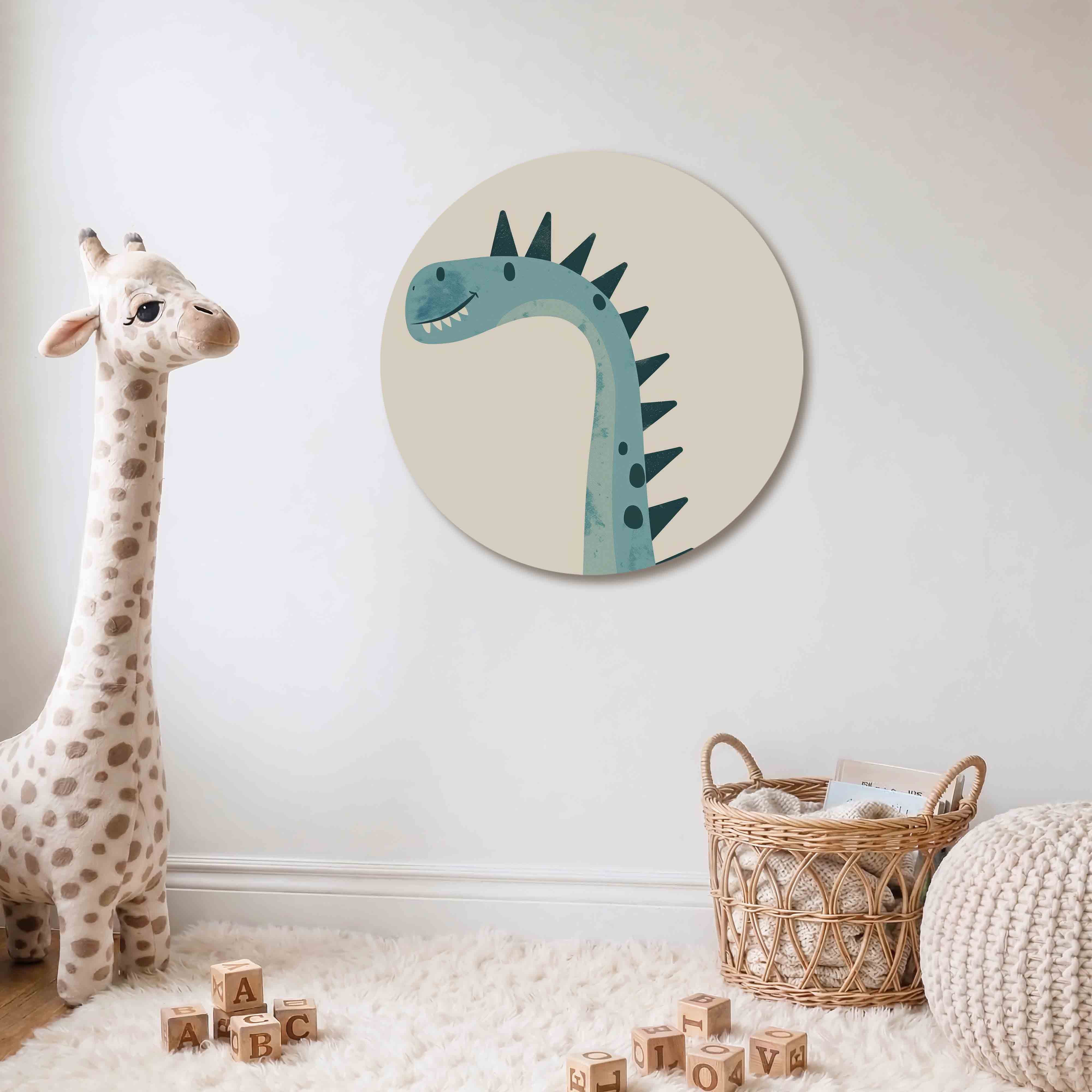 Blauwe dinosaurus Muurcirkel