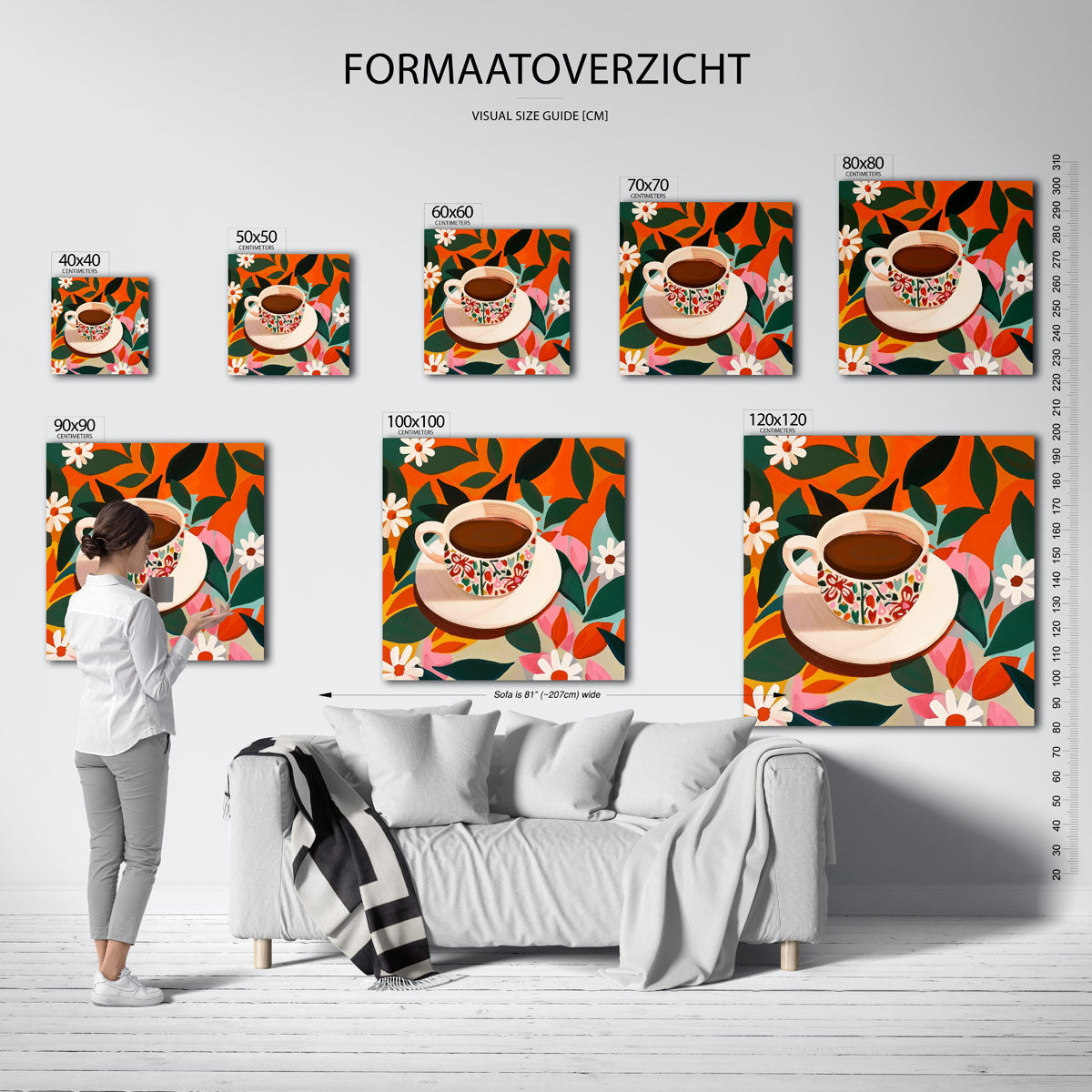 Bloemrijke koffiekop Poster