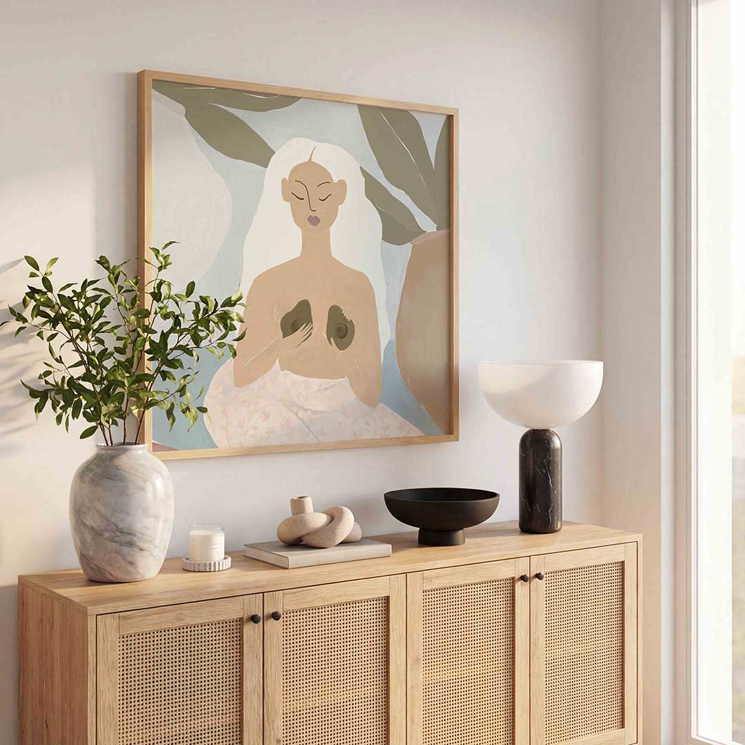 Vrouw met bladeren Poster