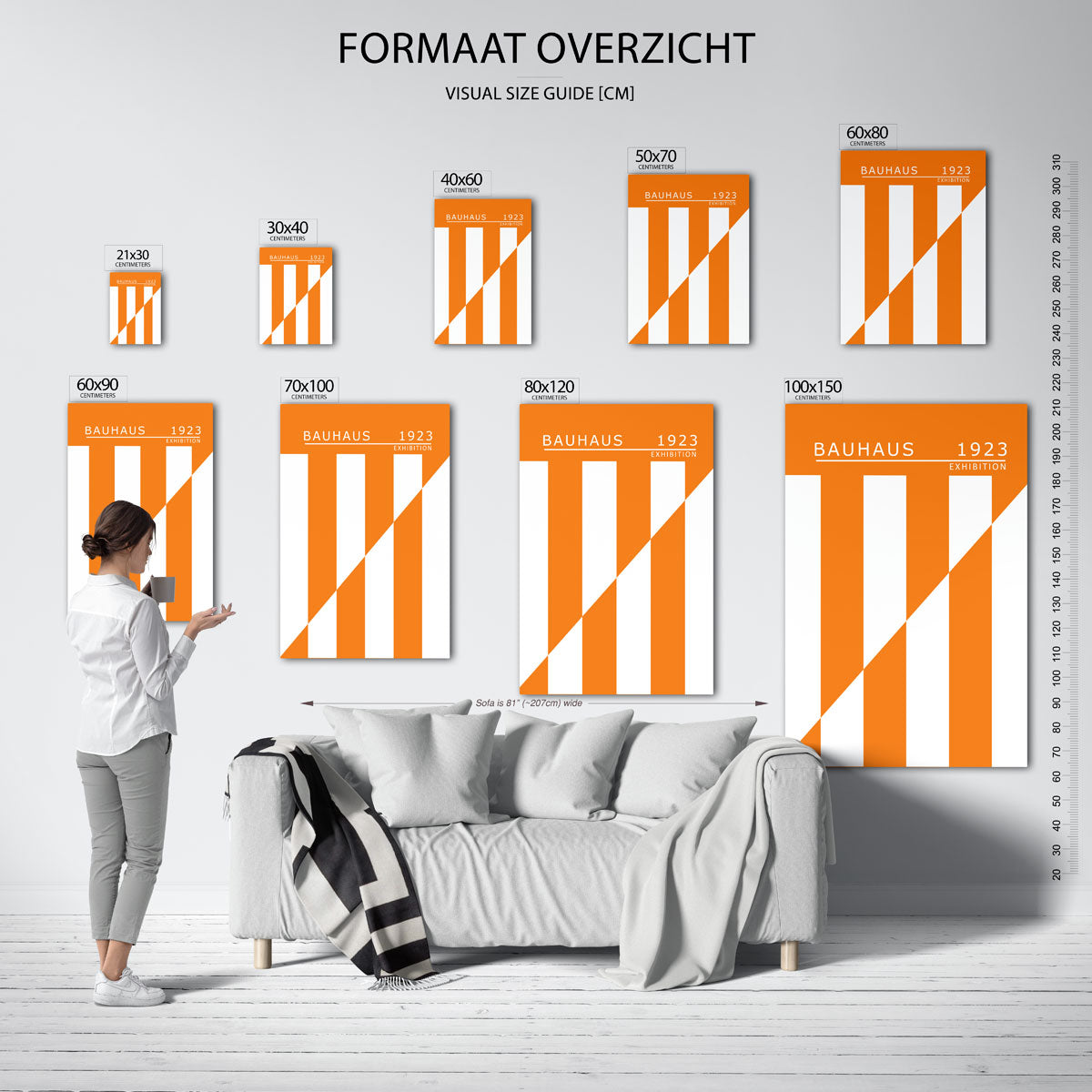 Oranje lijnenspel Poster