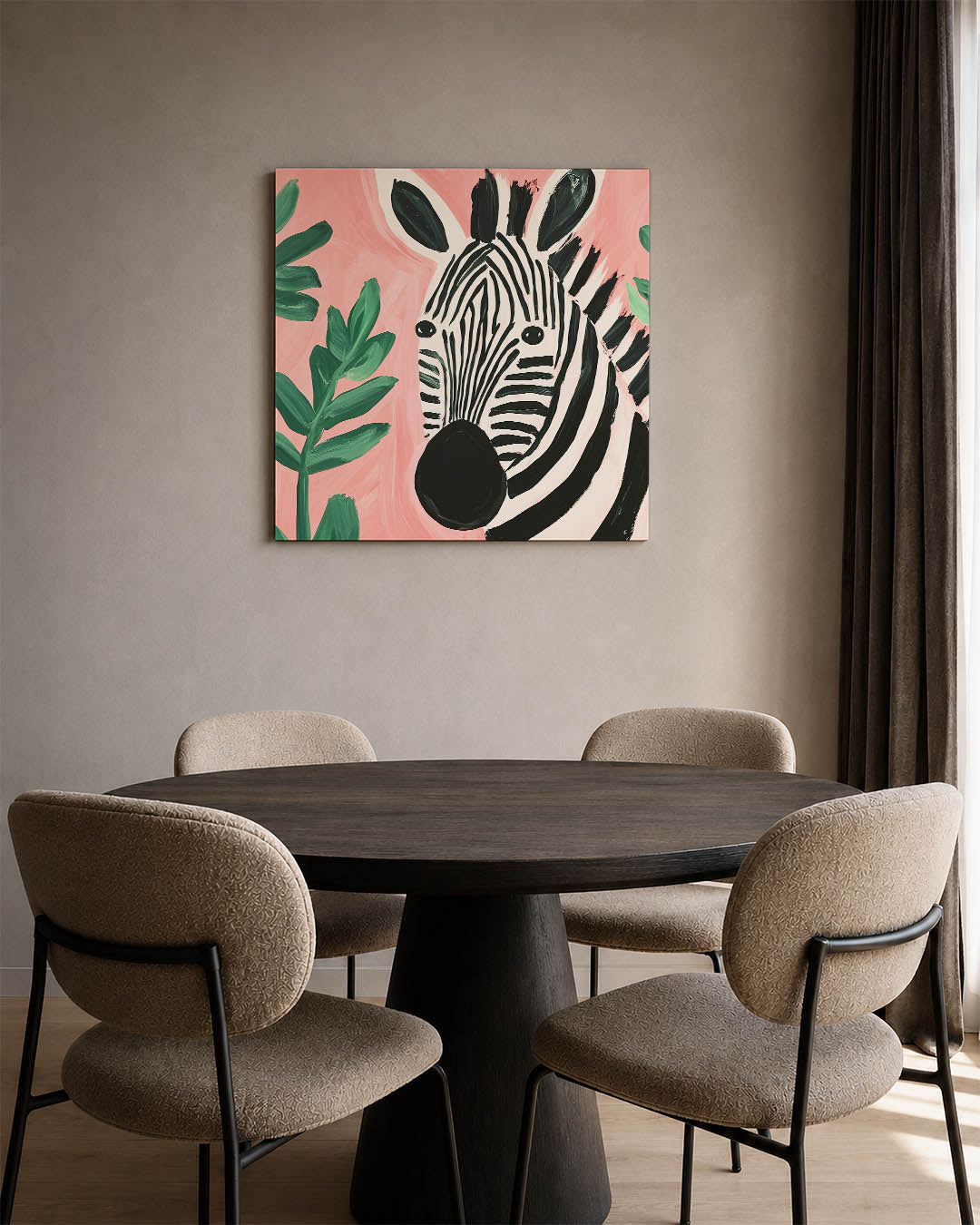 Zebra en bladeren Kunstwerk