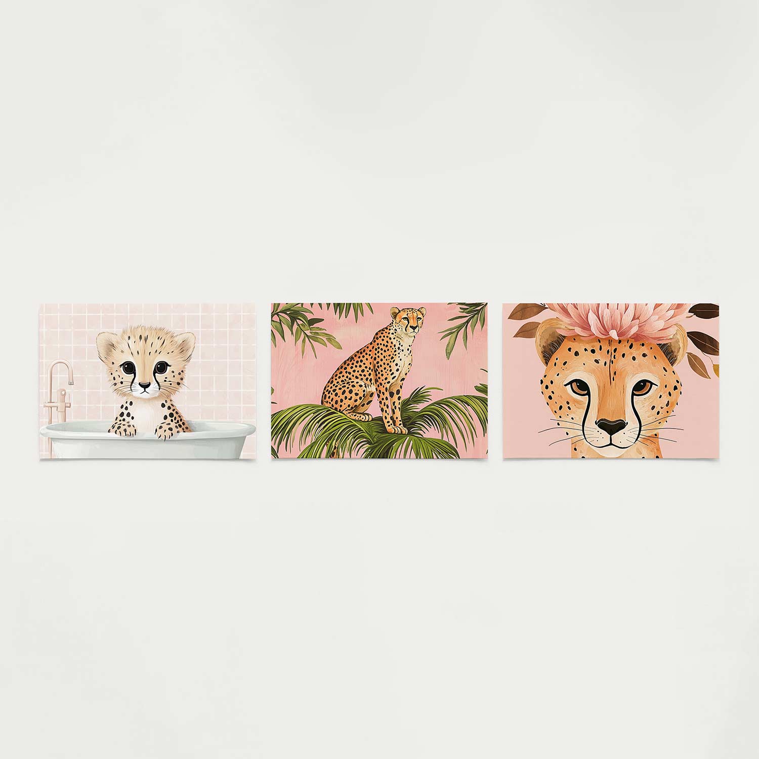 Schattige badkamer cheetah Posterset
