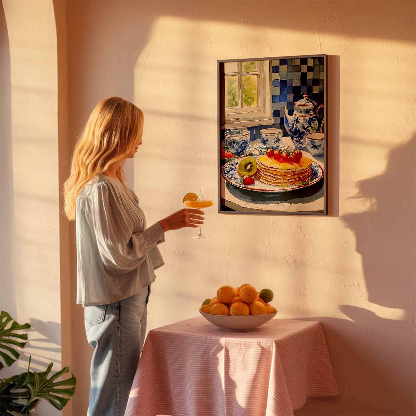 Ontbijt in Blauw Servies Poster-WallArtistic