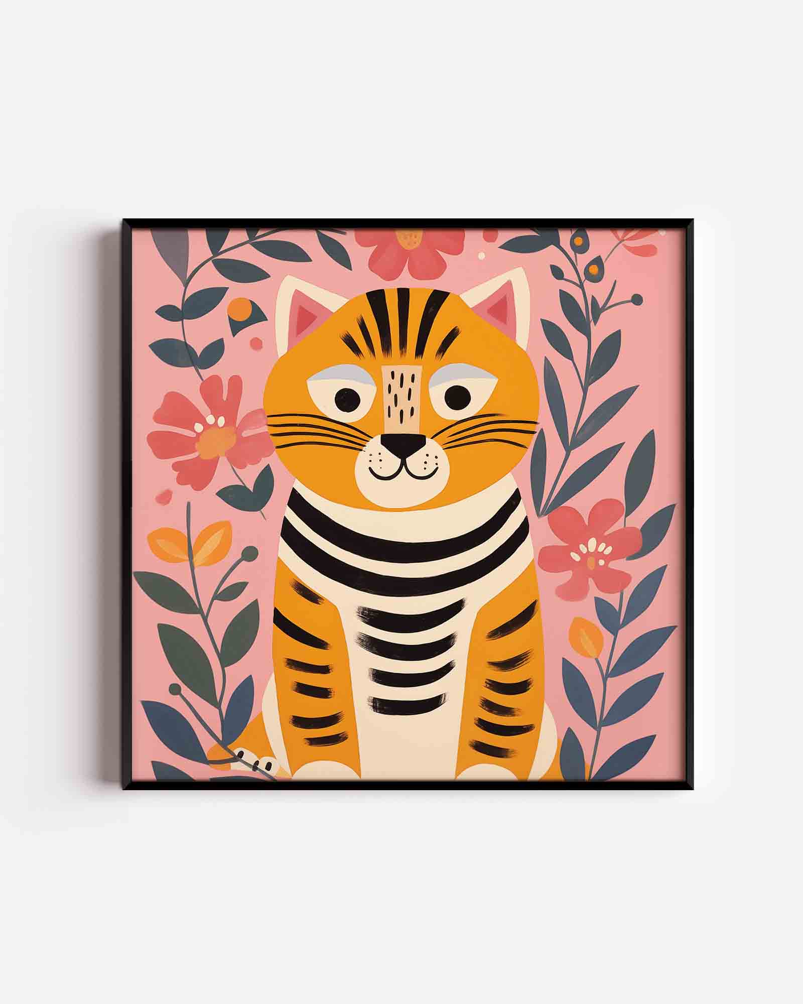 Kat met bloemen Poster