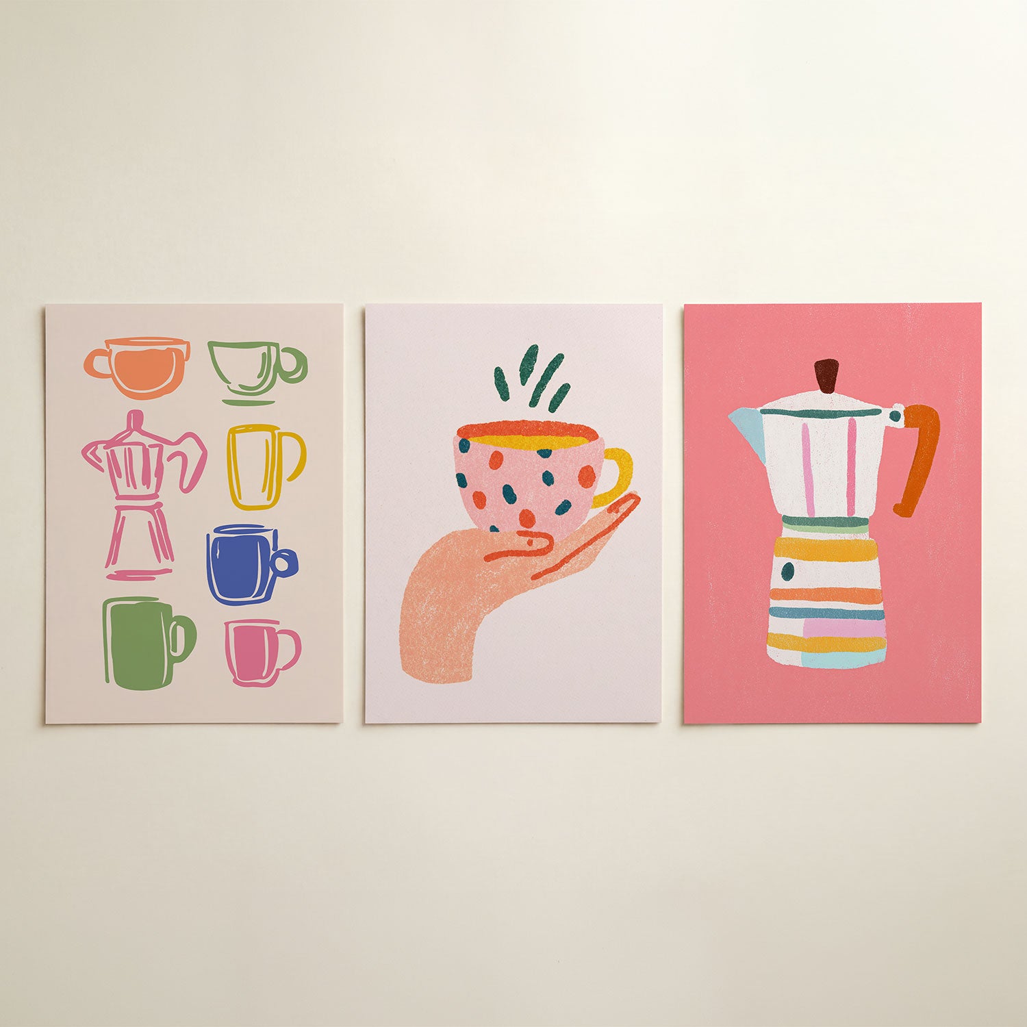 Kleurrijke koffievormen Posterset
